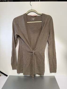Dear‎ Cashmere 100% Tissue Cashmere Hooded Tie-Front Cardigan Size M